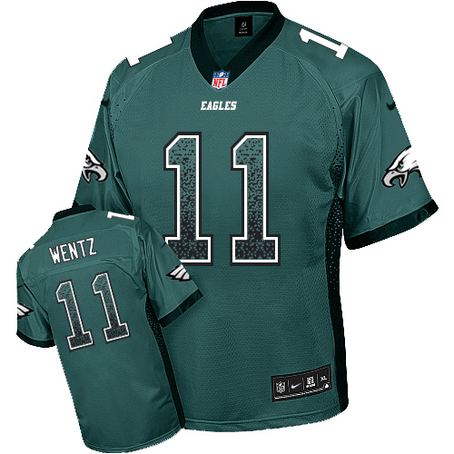 Men's Elite Carson Wentz Nike Jersey Midnight Green - #11 Drift Fashion NFL Philadelphia Eagles